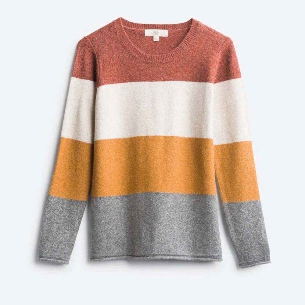PINQUE Women’s Gina Crew Neck Color Block Sweater Stretch Long Sleeve XXL NEW